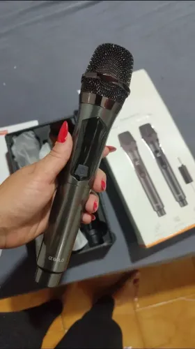 Microfones Dinâmico Duplo com Receptor Sem Fio Para Karaokê Palestra igreja Profissional R