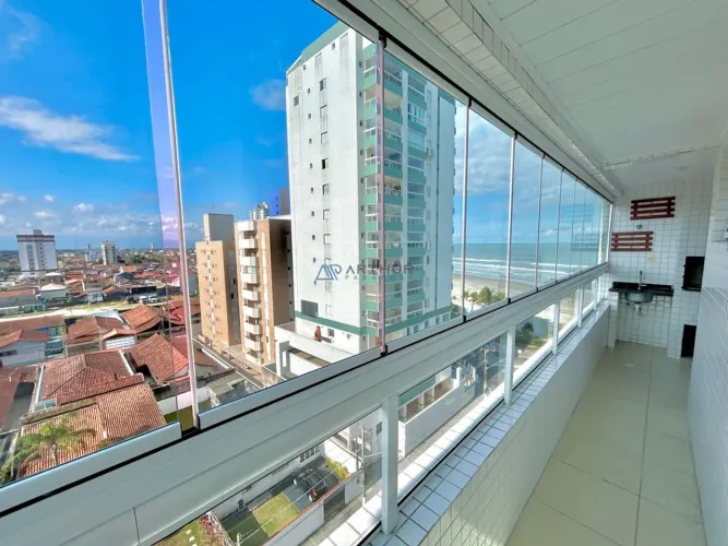 Apartamento à venda em Praia Grande com vista mar, 2 quartos sendo 1 suíte