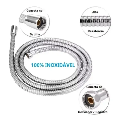 Engate Mangueira Flexível 2,00m - Ducha Higiênica, Chuveiro e lavatório 