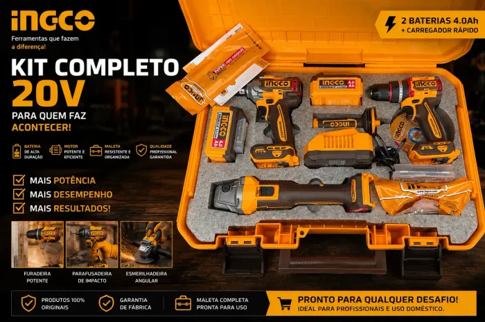 Kit Ferramentas INGCO 20V sem fio