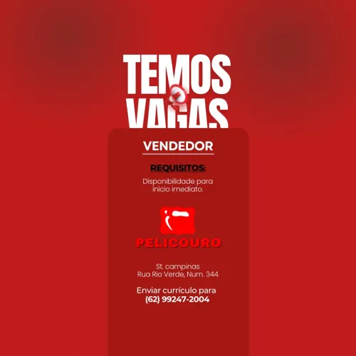 Vaga de emprego para vendedor