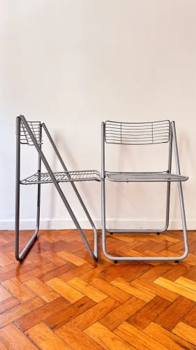 conjunto de 4 cadeiras de ferro anos 80 vintage