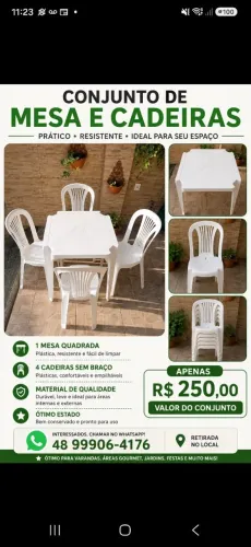 Conjunto de Mesa + 4 Cadeiras - R$ 250,00
