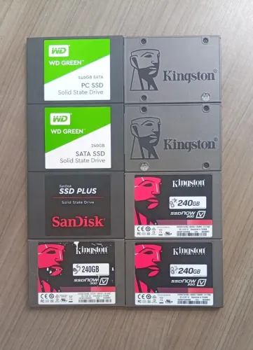 8 unidades SSDs 240GB Sata 3 (Kingston, WD e SanDisk)