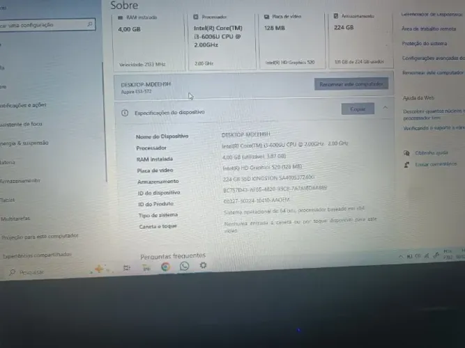 Notebook Acer Aspire i3 + SSD 240GB - Rápido e funcionando perfeitamente