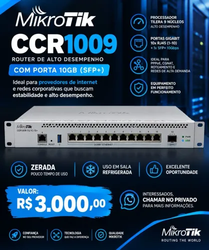 MICROTIK CCR 1009 com porta 10g