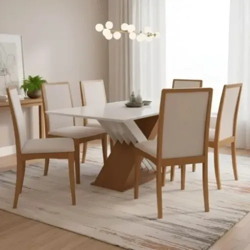 Mesa Graviola com 6 cadeiras Lara - Entrega Rápida