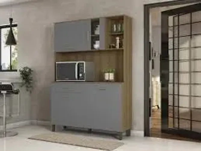 ARMARIO DE COZINHA KIT VIENA 1200 EM 3 CORES - ENTREGA E MONTAGEM GRATÍS