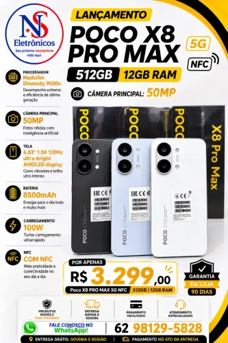 Xiaomi Poco X8 PRO MAX 512+12 NOVO GARANTIA ENTREGA GRÁTIS RÁPIDA