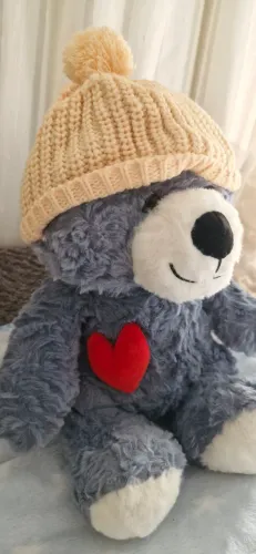 pelúcia urso cinza com Coração. com touca. novo. br machine
