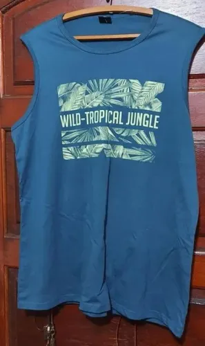 camiseta regata machao azul estampada