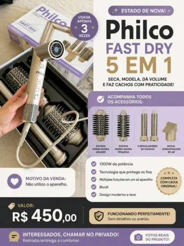 Secador de Cabelo Philco Fast Dry 5x1