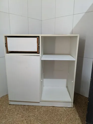 Balcão Multiuso Branco com Gaveta e Nichos