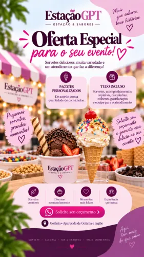 Uma Estação Completa de Açaí & Sorvete para sua Festa!