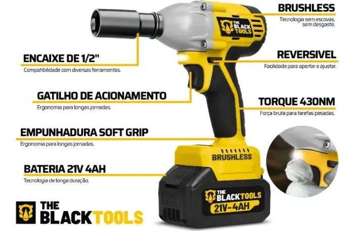 Chave De Impacto A Bateria 21V 1/2" Pol 2400 Rpm Bivolt