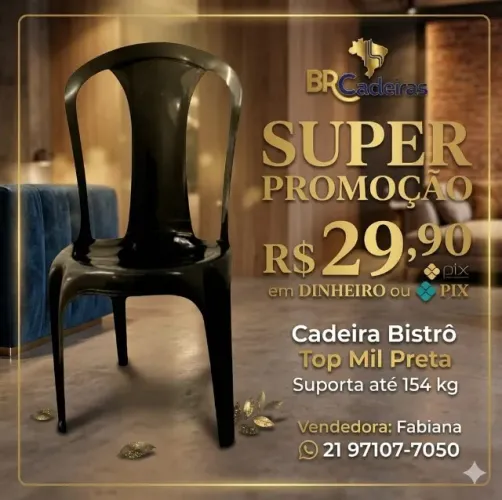 Cadeira plastica preta