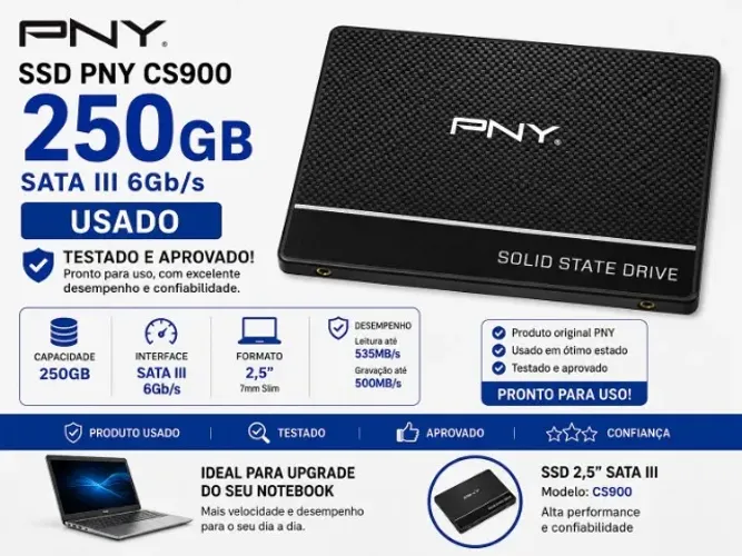 SSD SATA III ''2,5'' 250GB PNY CS900
