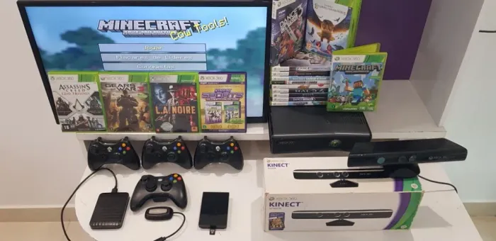 Acessórios xbox 360, Cabos+kinect+case+Headset+Jogos, Valores na descrição