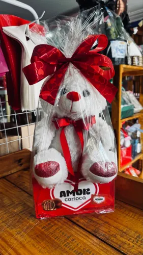 Kit Presente Caixa de Bombom Amor Carioca e Urso de Pelúcia