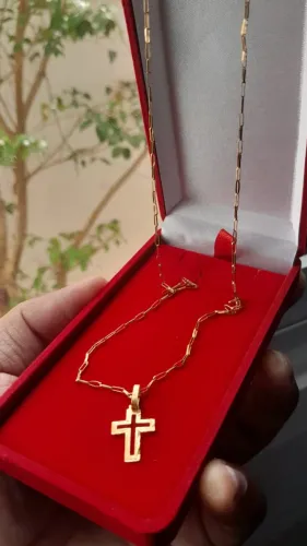 Corrente Tijolinho Fé - Ouro 18k