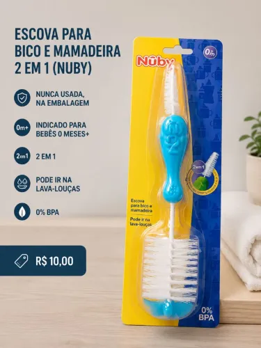 Escova mamadeira e bico 2 em 1