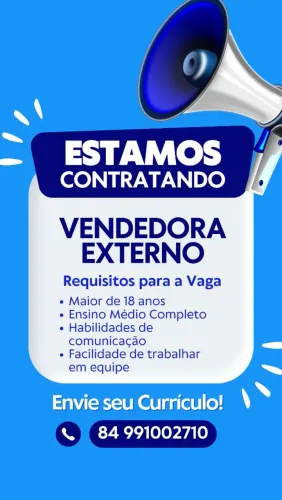 Vaga vendedora externo em Parnamirim
