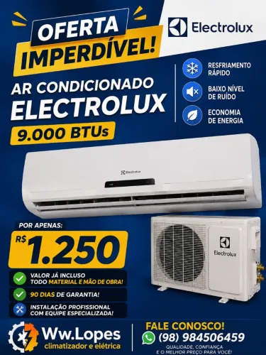 Ar condicionado Eletrolux 9.000 bttus convencional ( INSTALAÇÃO INCLUSA) CHAMAAAAA ?