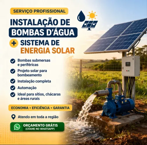 Instalação de Bombas d?Água + Sistema Solar para Bombeamento