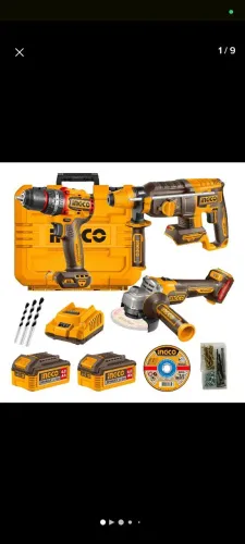 Kit ferramentas elétricas INGCO parafusadeira, furadeira martelete lixadeira