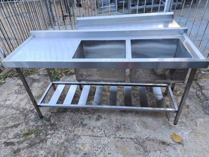 Pia industrial inox 2 cubas 1,80 x 60