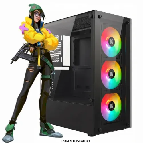 GABINETE GAMER +3 FAN RGB SM 55