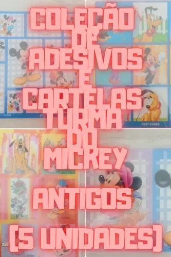 Coleção de Adesivos e Cartelas Adesivas Turma do Mickey Antigos