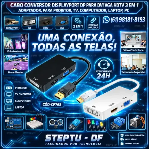 Displayport dp para dvi vga hdtv 3in 1 adaptador, cabo conversor para projetor COD-CP768 