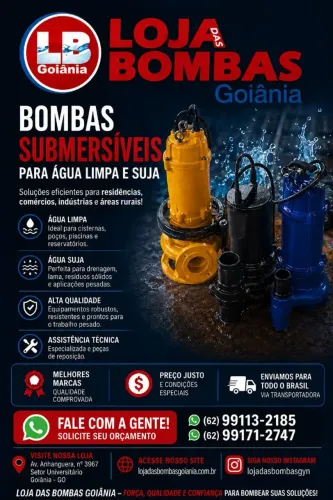 Bombas de água submersível  , para escoamento de água suja e limpa. 