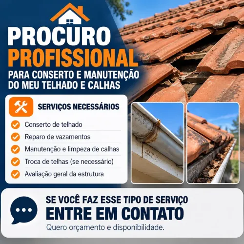 Procuro Profissional para conserto de telhado e calhas
