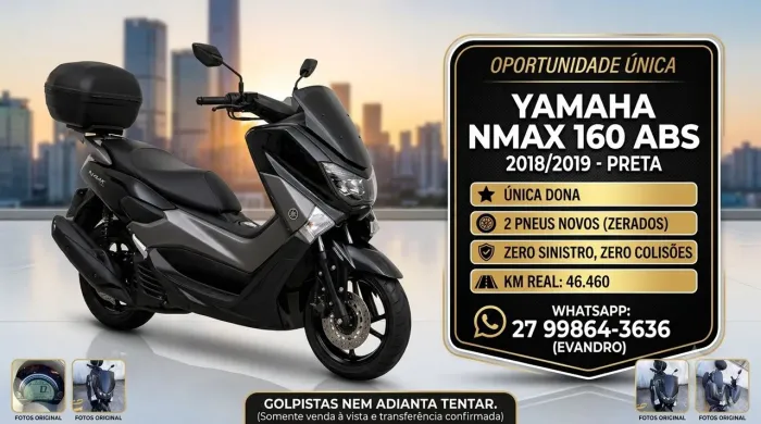 ? NMAX 160 2018/19 ÚNICA DONA - IMPECÁVEL, PNEUS ZERADOS, SEM SINISTRO!