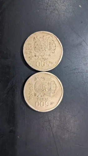 moedas originais da Espanha, valor de face de 500 Pesetas, ano 1988