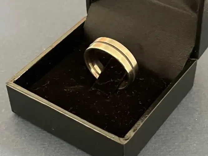 Lote de 5 Anéis Aço Inox 316l Feminino Escovado Reto Prata Fio Preto 6mm