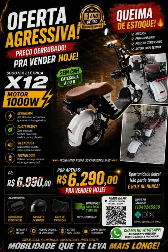 Vendo Scooter Elétrica X12 1000w. Impecável