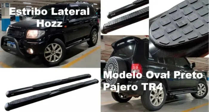 Estribo Lateral Pajero Tr4 - Modelo Oval - Preto