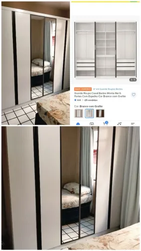 Guarda roupa casal, 6 portas com espelho 