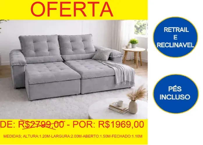 sofá - 2.00M - mega oferta - compre e retire hoje mesmo