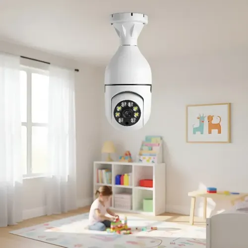 Camera Lampada Wifi Icsee Giratoria visão Noturna Branca (LEIA À DESCRIÇÃO)