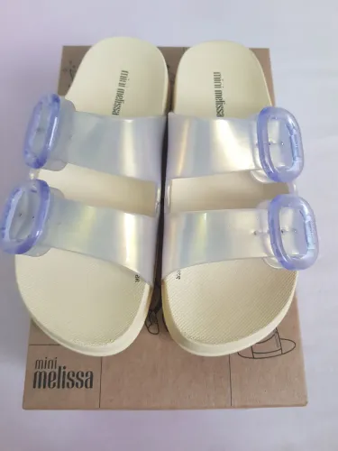 Mini Melissa Cozy Slide Infantil Amarelo Perolado - Tam 28