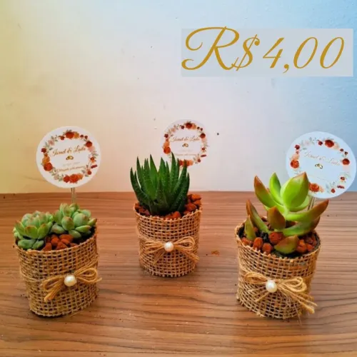 Lembranças com suculentas e cactos personalizadas