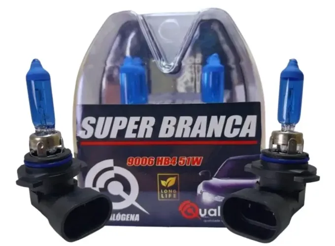 Par Lâmpada Qualyten Super Branca 9006 Hb4 51w 12v 8500k