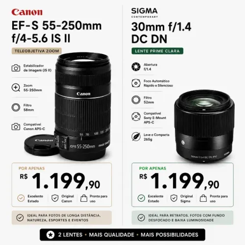 Canon 55-250mm T7 T6 T5i SL3 60D 80D Sigma Sony 30mm A6000 A6100 A6300 A6400 A6600 ZV-E10