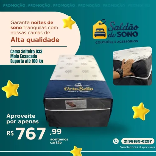CAMA BOX SOLTEIRO D33 MOLAS ENSACADAS