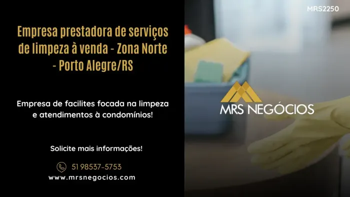 Empresa prestadora de serviços de limpeza à venda - Zona Norte - Porto Alegre/RS