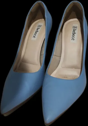 Scarpin Bebece Salto Alto Azul Claro Tam 37